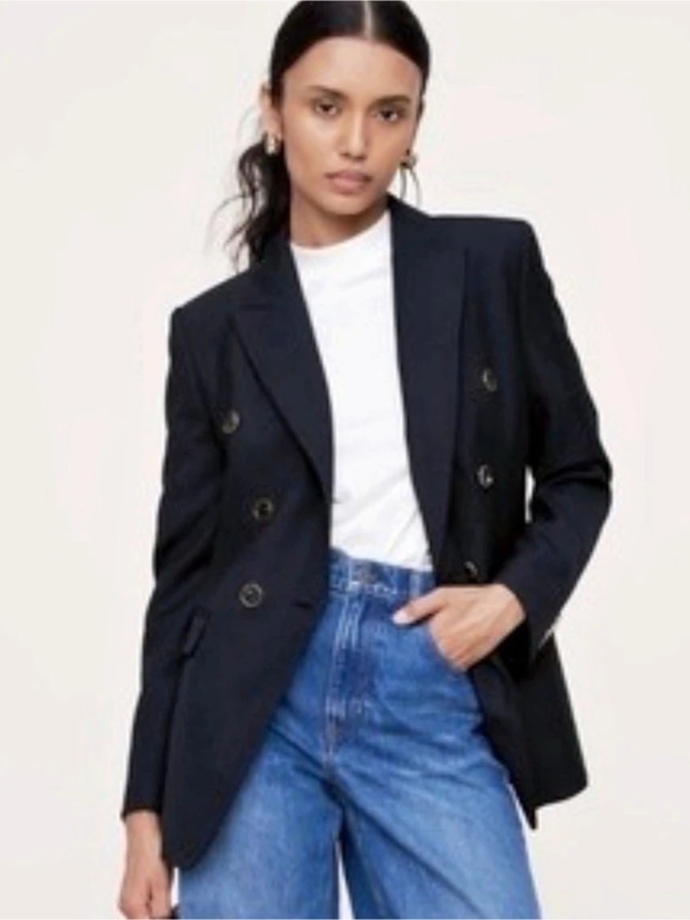 BR Double-Breasted Blazer in Black Size 00 Like New
